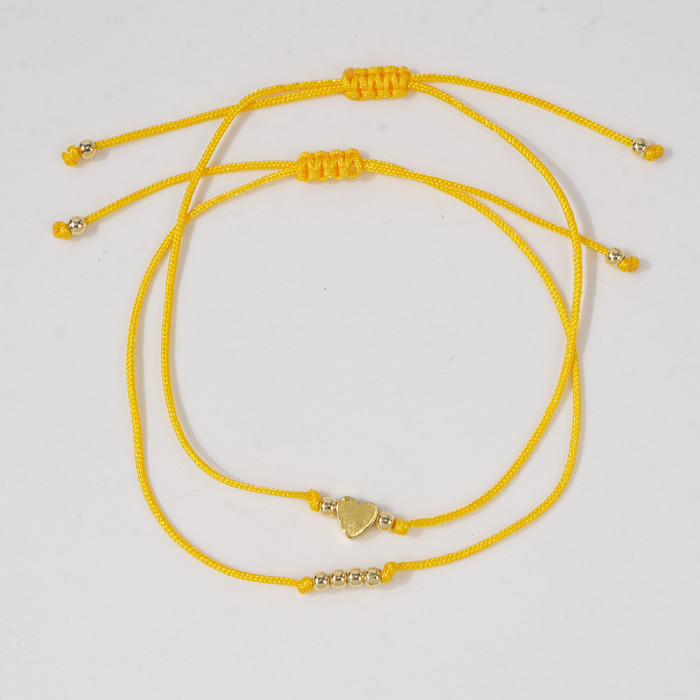 New Bohemian Style Hand Jewelry Red Rope Gold Bead Heart Niche Light Luxury Bracelet for Women with a Sense of Sophis...