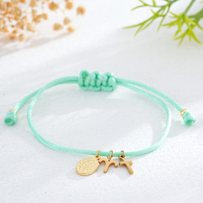 Hot-Selling Fashion Woven Bracelet with Cross and Virgin Mary Pattern, Style Personalized Bracelet, Export Hot-Sellin...