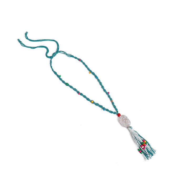 Handmade Wooden Beads Silicone Stone Neck Hanging Necklace Wrist Phone Tag INS Style Hanging Rope Pendant Natural INS...