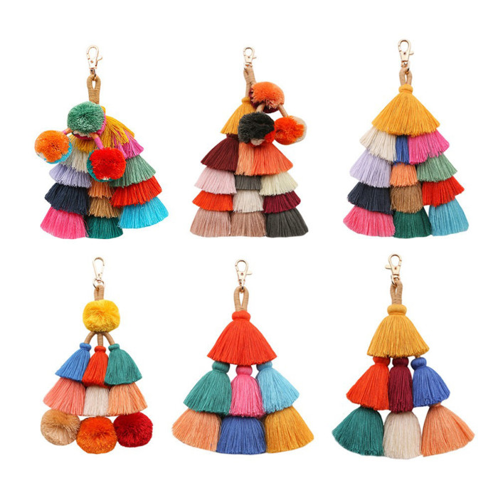 Bohemian Tassel Pendant DIY Handmade Woven Hanging Ornament Ethnic Style Bag Pendant Keychain Pendant Jewelry, Necklaces