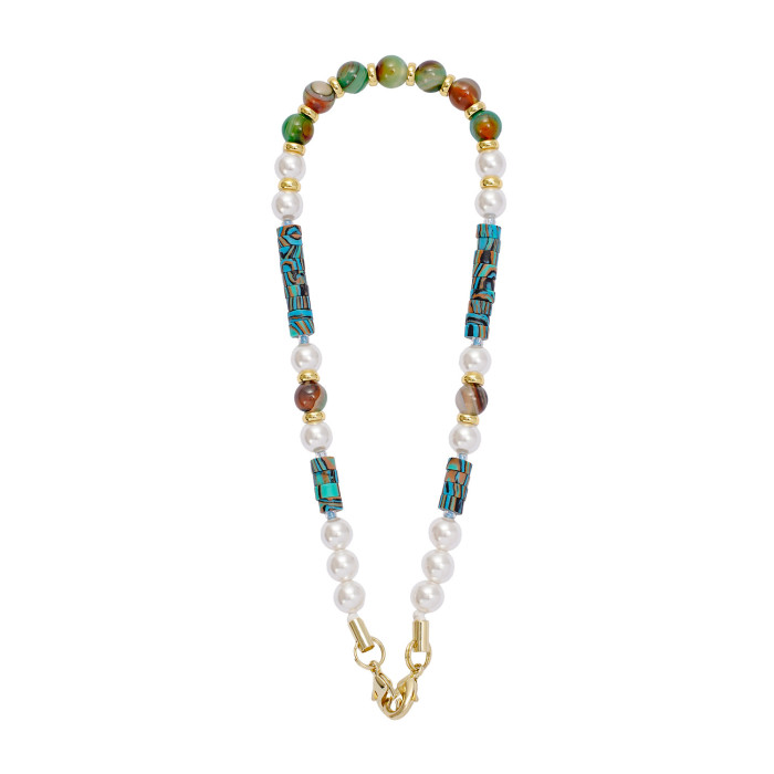 2025 New Semi-Precious Stone Beaded Phone Chain Wrist Pearl Malachite Agate Natural Stone DIY Phone Pendant, Necklaces