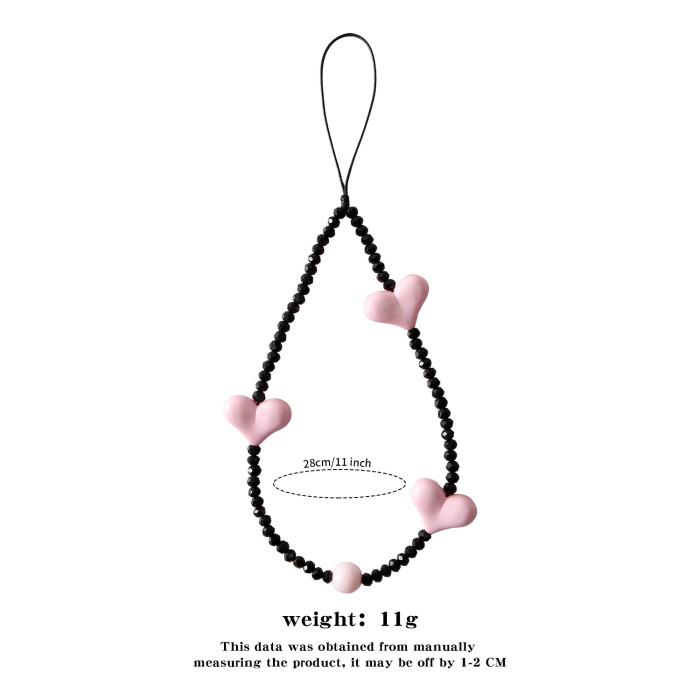 Fashion Versatile Ins Style Romantic Heart Phone Chain Beaded Sweet Dreamy High-end Crystal Phone Strap for Women