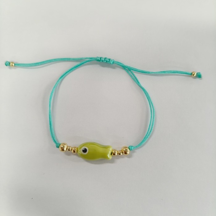 Creative Multicolor Ceramic Fish Bracelet with Turquoise Thread and Gold Beads Fashionable Best Friend Small Jewelry...