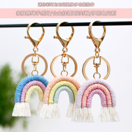 Original Handmade Rainbow Pendant Bohemian Style Tassel Bag Charm Mini Cute Keychain Pendant
