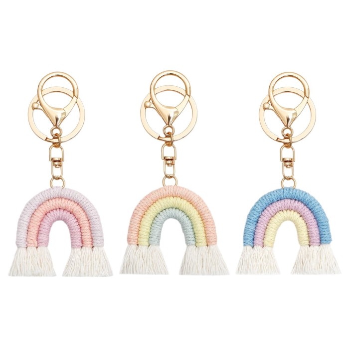 Original Handmade Rainbow Pendant Bohemian Style Tassel Bag Charm Mini Cute Keychain Pendant