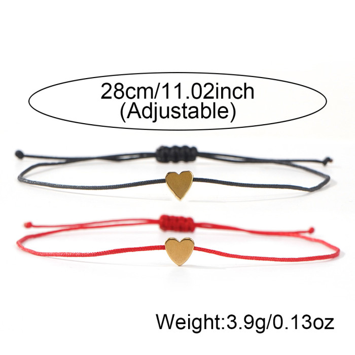 INS Minimalist Style Peach Heart Thin Bracelet Simple Commuting Artistic Couple Bracelet Set Stackable Adjustable Jew...