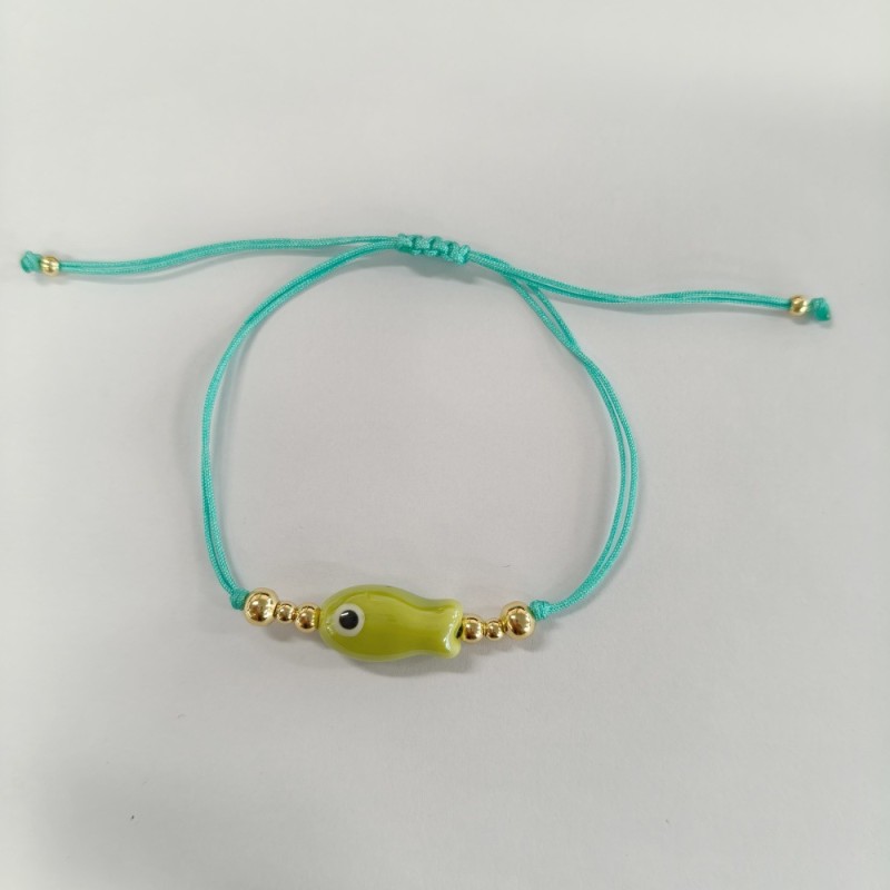 Creative Multicolor Ceramic Fish Bracelet with Turquoise Thread and Gold Beads Fashionable Best Friend Small Jewelry Bracelet for Women