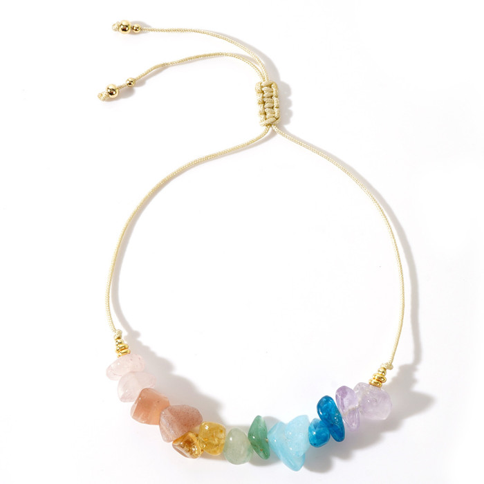 2025 New Colorful Crushed Stone Bracelet Niche Design Creative Hand Jewelry Summer Vibrant Friend Gift Bracelet for Stall