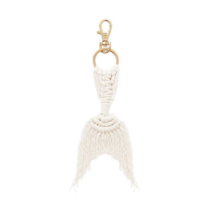 Jamie Black Leather Letter Keychain Handmade Woven Wrist Strap High-end Tassel Bag Key Pendant