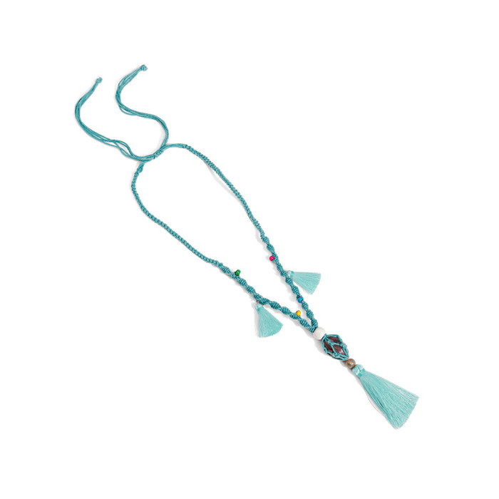 Handmade Wooden Beads Silicone Stone Neck Hanging Necklace Wrist Phone Tag INS Style Hanging Rope Pendant Natural INS...