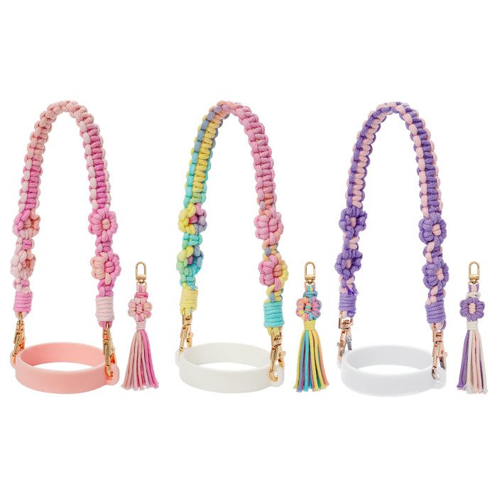 Cross-Border New Product Stanley Water Cup Lanyard High-Quality Hand-Woven Gradient Color Flower Stanley Water Cup Rope