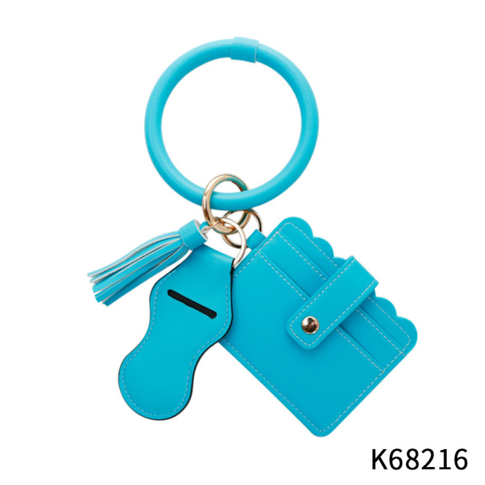 PU Leather Tassel Wrist Keychain Amazon Lipstick Bag Card Holder Bracelet Bangle Key Ring for Women Original Design