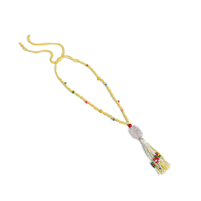 Handmade Wooden Beads Silicone Stone Neck Hanging Necklace Wrist Phone Tag INS Style Hanging Rope Pendant Natural INS...