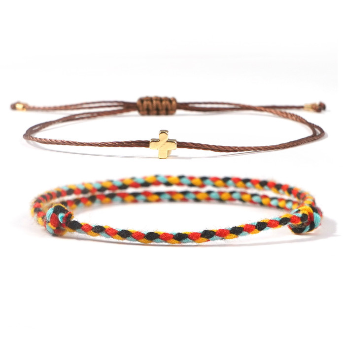 Hot-Selling Fashion Versatile Cross Casual Style Bracelet New Hand-Woven Simple Couple Bracelet Wholesale