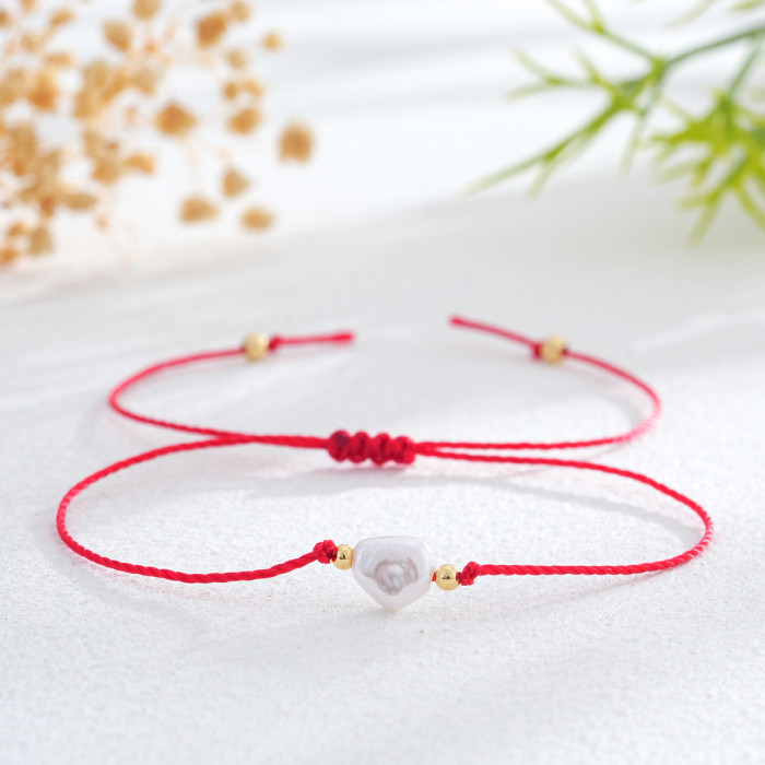Minimalist Colorful Red Rope Woven Bracelet for Women, Ins Style Imitation Pearl Hand Jewelry, Friendship Rope, Best...