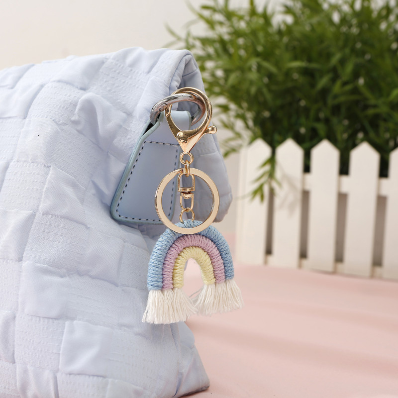 Original Handmade Rainbow Pendant Bohemian Style Tassel Bag Charm Mini Cute Keychain Pendant