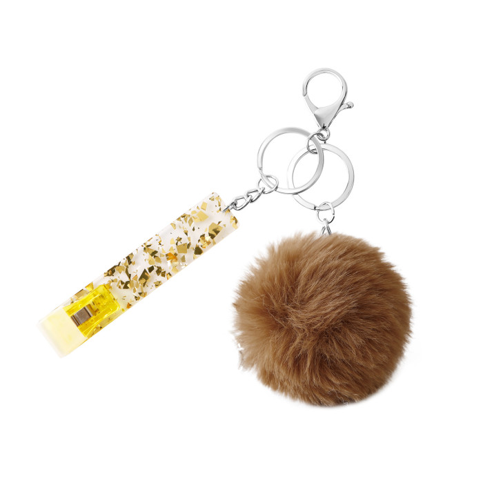 Contactless Bank Card Reader Protector Long Nail Card Holder Keychain Women Acrylic Pom Pom Key Ring Pendant