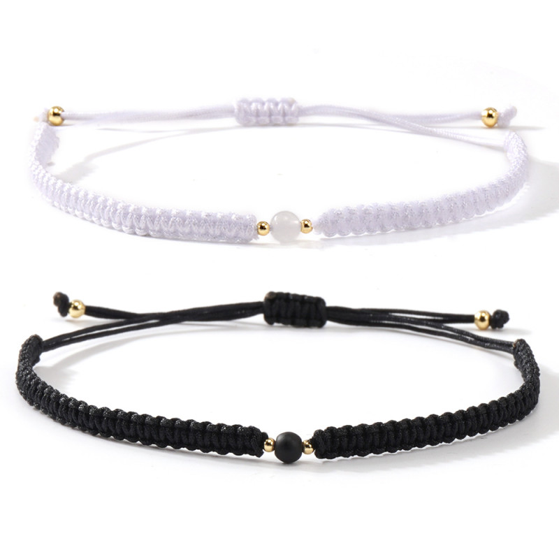 Simple Couple Bracelet Nylon Rope Woven Natural Stone Jewelry Daily Commute Fashion Versatile Gift Bracelet Wholesale
