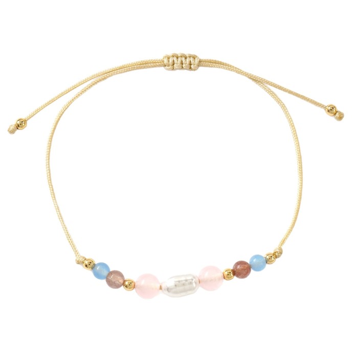 Fresh and Vibrant! Ins Style Natural Stone Beaded Bracelet Adjustable Pearl Bracelet Summer Girl Accessories