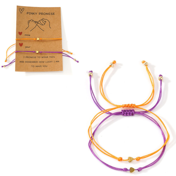 Minimalist INS Style Red Rope Bracelet Alloy Heart Round Bead Design Couple Best Friend Style Hand Jewelry Layered Wear