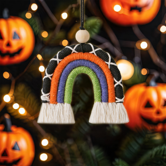 Original Personalized Rainbow Party Ghost Festival Halloween Decoration Pendant Tassel Bohemian Handmade Woven Hanging Ornament