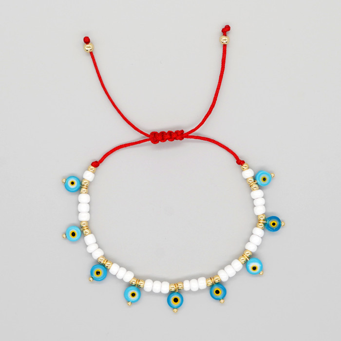 Handmade Beaded Evil Eye Bracelet for Women Bohemian Style Colorful Seed Beads Evil Eye Bracelet Jewelry