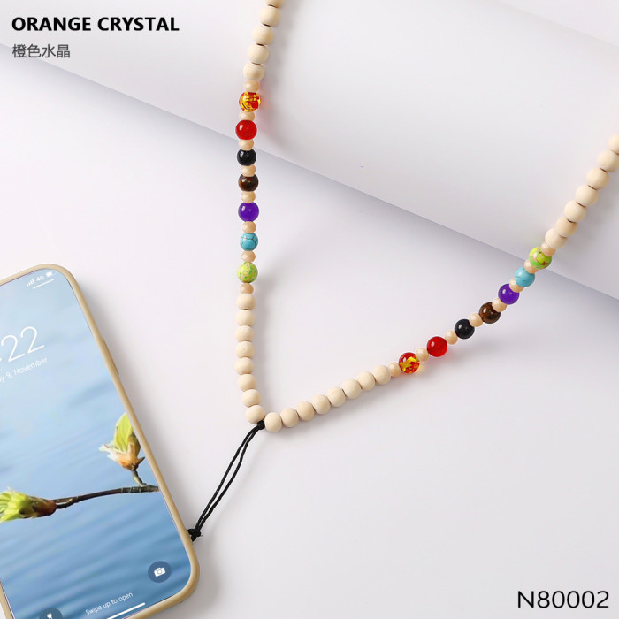 Wooden Beads Natural Stone Crystal Stone Phone Case Phone Strap Seven Colors Colorful Hanging Chain Fashion Long Hang...