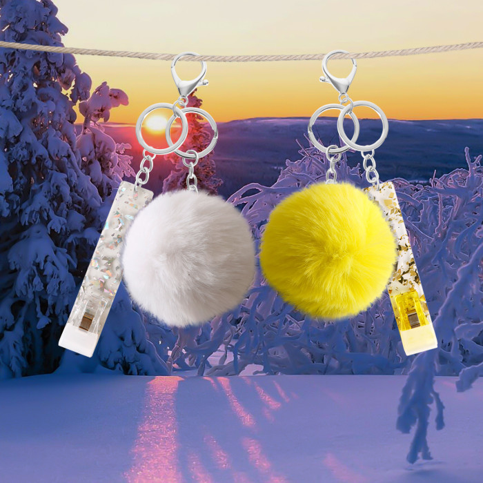 Contactless Bank Card Reader Protector Long Nail Card Holder Keychain Women Acrylic Pom Pom Key Ring Pendant