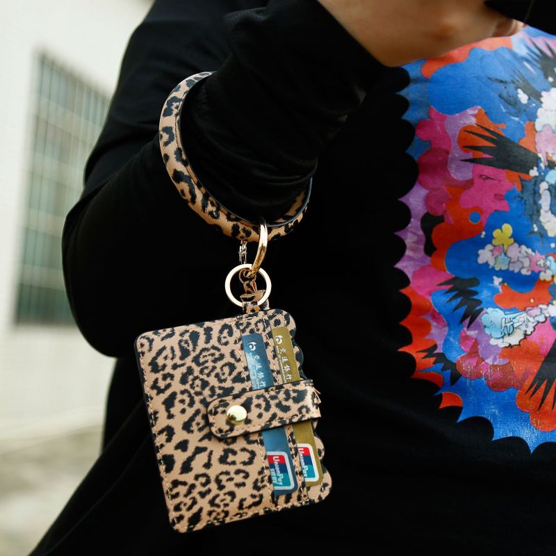 Cross-Border Amazon Bracelet Keychain Pendant Wristband Keychain Women's Wrist PU Leather Card Holder Exquisite