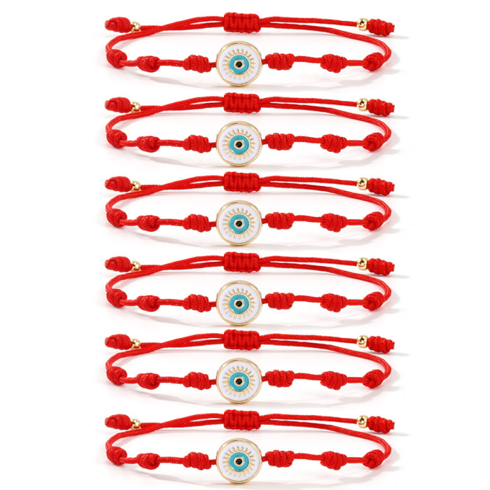 INS Same Style Red Rope Blue and White Eye Beaded Bracelet Retro Versatile Unisex Fashion Red Rope Bracelet