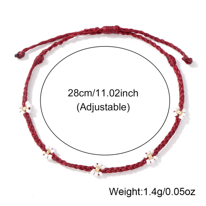 Minimalist High-End Small Daisy Flower Bracelet 2025 Original Wax Thread Woven Creative Summer Hand Jewelry in Stock...