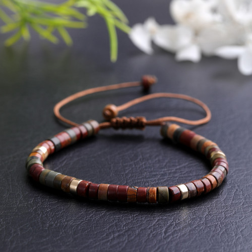 Natural Red Pine Spacer Beads Woven Bracelet Adjustable Natural Stone Women's Bracelet Gift
