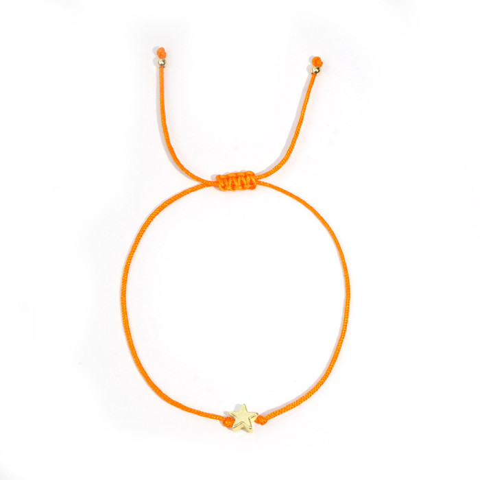 Cross-Border Simple Star Bracelet for Women Beaded Red Rope Bracelet Woven Rope Black Gallstone Niche Hand Jewelry Bracelet