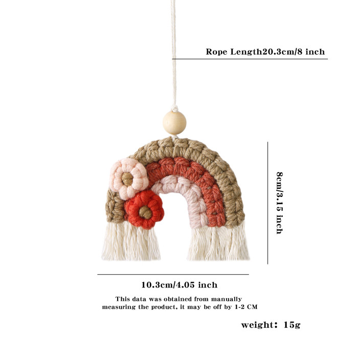 Original Design Cloud Rainbow Pendant Handwoven Car Hanging Ornament Pastoral Style Vintage Tassel Car Pendant
