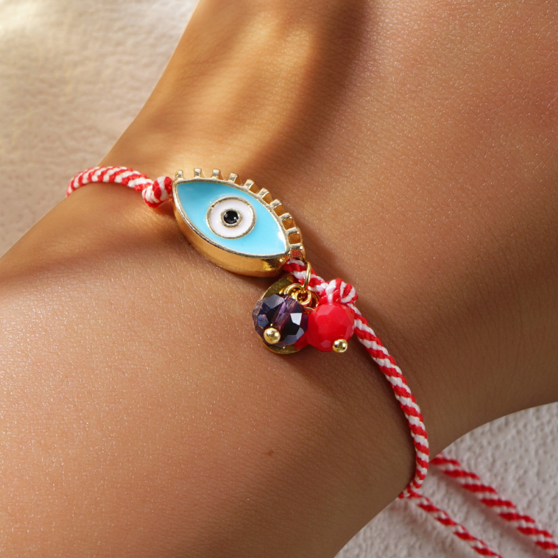 Mardis Red and White Rope Braided Bracelet for Men, European and American Style, Evil Eye, Faith, Good Luck, Popular Bracelet for Stalls