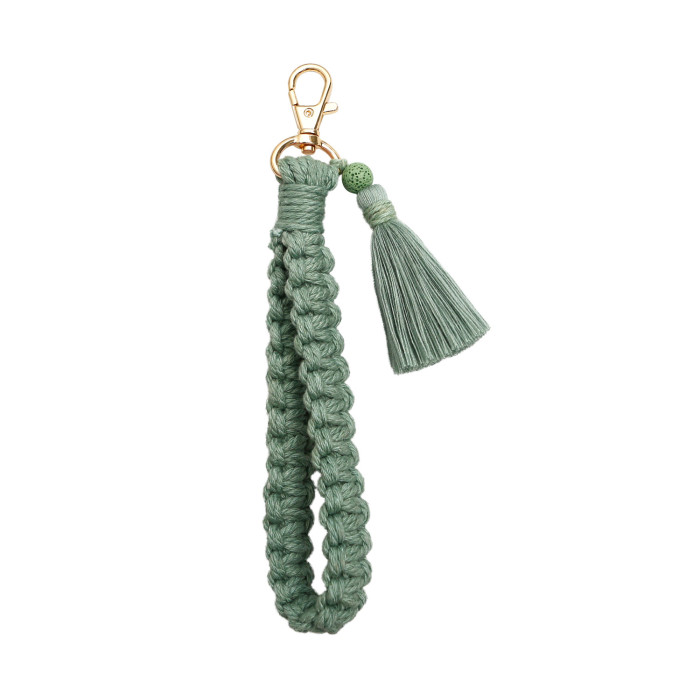 Handmade Handwoven Wrist Strap Keychain Bohemian Pastoral Retro Ethnic Style Tassel Key Accessory, Necklaces