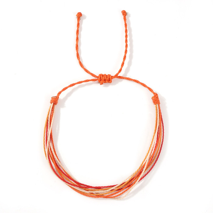 Hot-Selling 8-Circle Wax Thread Mixed Bracelet Summer Dopamine Beach Vacation Style Hand Jewelry In-Stock Wholesale B...