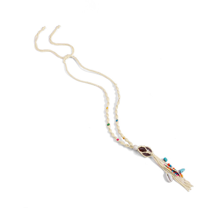 Handmade Wooden Beads Silicone Stone Neck Hanging Necklace Wrist Phone Tag INS Style Hanging Rope Pendant Natural INS...