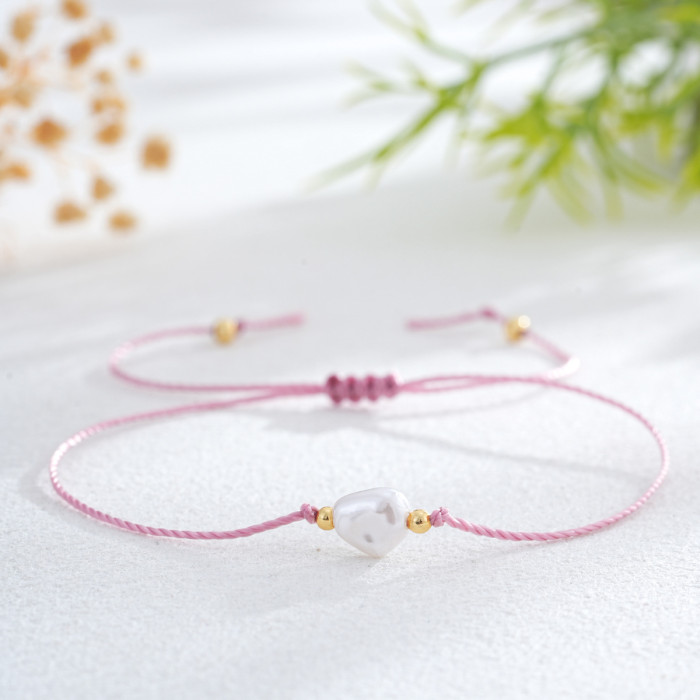 Minimalist Colorful Red Rope Woven Bracelet for Women, Ins Style Imitation Pearl Hand Jewelry, Friendship Rope, Best...