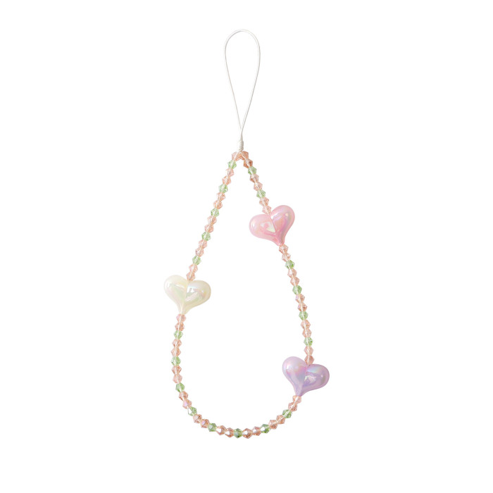 Fashion Versatile Ins Style Romantic Heart Phone Chain Beaded Sweet Dreamy High-end Crystal Phone Strap for Women