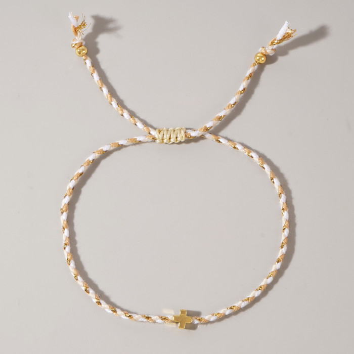Dragon Boat Festival Handmade Braided Color Rope Bracelet Four Colors Good Luck Copper Cross Cotton Rope Hand Ornamen...