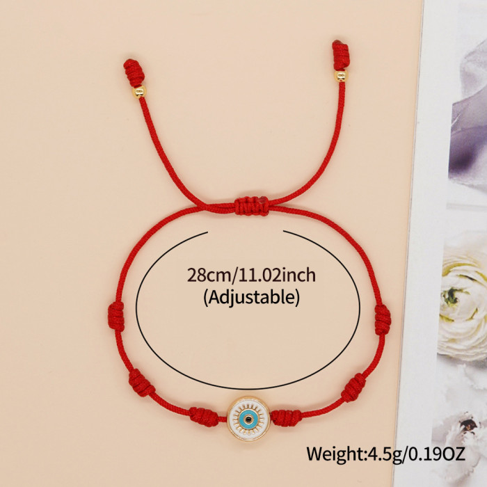 INS Same Style Red Rope Blue and White Eye Beaded Bracelet Retro Versatile Unisex Fashion Red Rope Bracelet