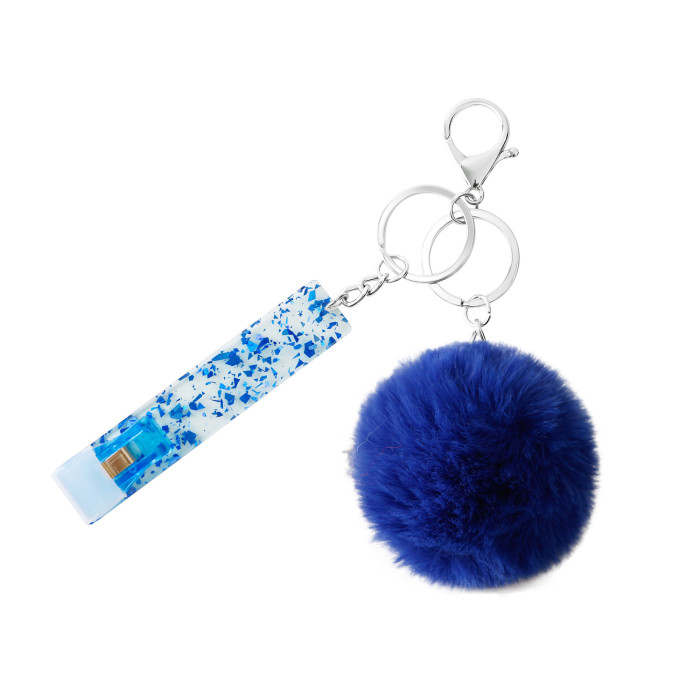 Contactless Bank Card Reader Protector Long Nail Card Holder Keychain Women Acrylic Pom Pom Key Ring Pendant