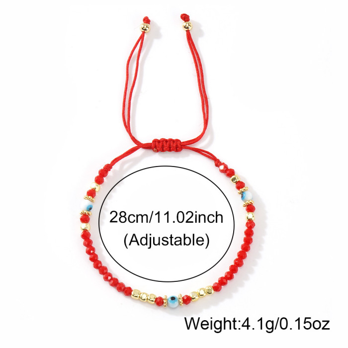 Bohemian Style Red Crystal Beaded Bracelet Summer Hot Sale Glass Bead Accessory Gift Night Market Stall Bracelet