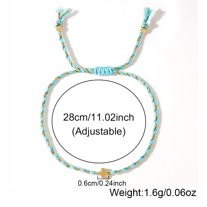 Dragon Boat Festival Handmade Braided Color Rope Bracelet Four Colors Good Luck Copper Cross Cotton Rope Hand Ornamen...