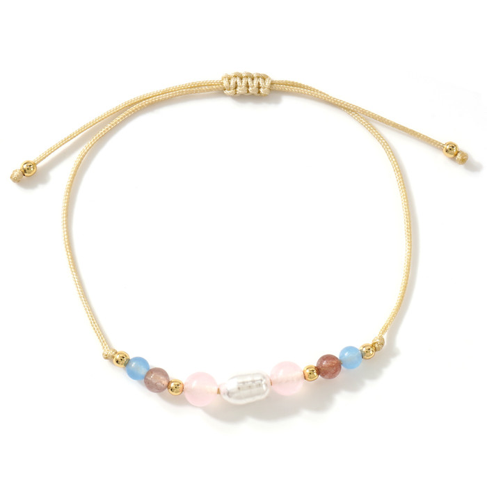 Fresh and Vibrant! Ins Style Natural Stone Beaded Bracelet Adjustable Pearl Bracelet Summer Girl Accessories