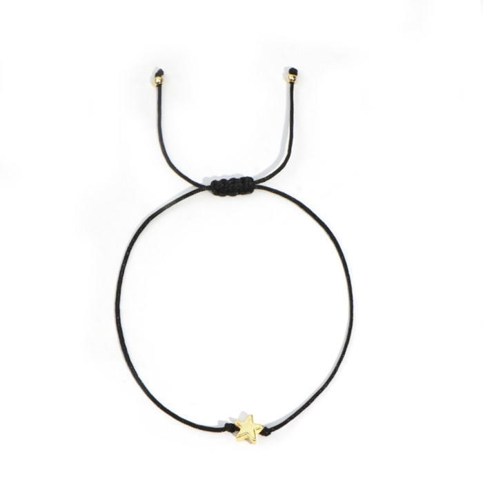 Cross-Border Simple Star Bracelet for Women Beaded Red Rope Bracelet Woven Rope Black Gallstone Niche Hand Jewelry Bracelet