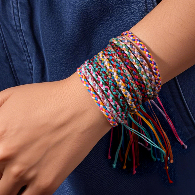 Ethnic Tribal Four-Color Wax Thread Woven Bracelet Cross-Border Safe Adjustable Color Rope Hand Jewelry Bracelet Gift