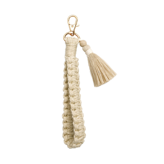 Handmade Handwoven Wrist Strap Keychain Bohemian Pastoral Retro Ethnic Style Tassel Key Accessory, Necklaces
