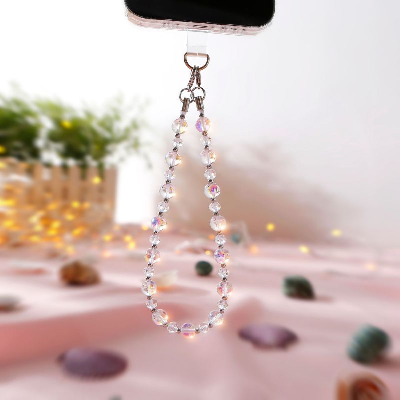 Tyndall Crystal Phone Chain Handmade Beaded High-Value Pearl Pendant Cute Ins Style Hanging Chain Phone Lanyard